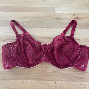 Torrid Curve 48C Burgundy Maroon Lace Underwire Bra Unlined